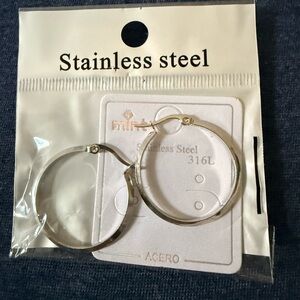 Mint Silver Stainless Steel Hoop Earrings